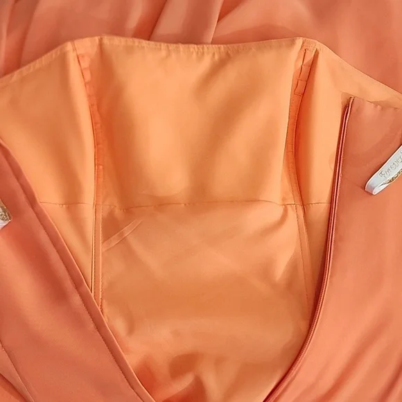 Expressions Dress Strapless Chiffon Overlay Maxi Orange Size 8 - Picture 8 of 17